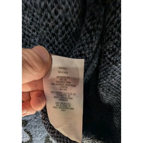 Denim & Co. Womens Jacquard Long-Sleeve Open-Front Cardigan XL Blue Animal Print - Picture 7 of 7